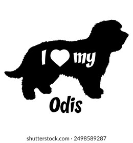 I love my OdisDog silhouette dog breeds logo dog monogram vector
