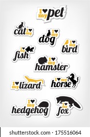 I love my pet vector collection of different kind of stickers/pets