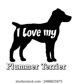 I love my Plummer Terrier Dog silhouette dog breeds logo dog monogram vector