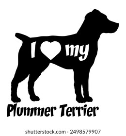 I love my Plummer Terrier Dog silhouette dog breeds logo dog monogram vector
