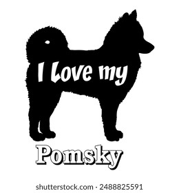 Me encanta mi Pomsky perro silueta perro razas logo perro monograma Vector