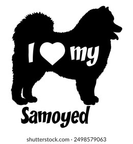 I love my Samoyed Dog silhouette dog breeds logo dog monogram vector