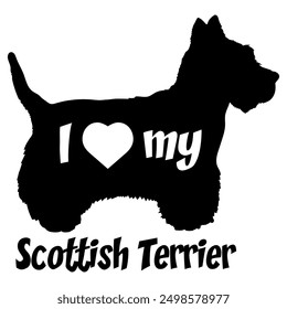 Me encanta mi Scottish Terrier perro silueta perro razas logo perro monograma Vector