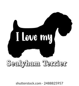 I love my Sealyham Terrier Dog silhouette dog breeds logo dog monogram vector