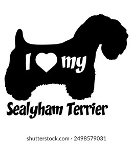 I love my Sealyham Terrier Dog silhouette dog breeds logo dog monogram vector