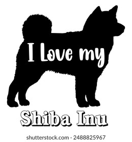 Me encanta mi Shiba Inu perro silueta perro razas logo perro monograma Vector