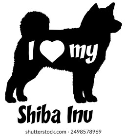 Me encanta mi Shiba Inu silueta de perro perro perro razas logo perro monograma Vector