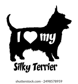 I love my Silky Terrier Dog silhouette dog breeds logo dog monogram vector