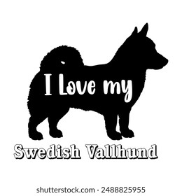 I love my Swedish Vallhund Dog silhouette dog breeds logo dog monogram vector