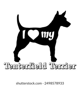 I love my Tenterfield Terrier. Dog silhouette dog breeds logo dog monogram vector