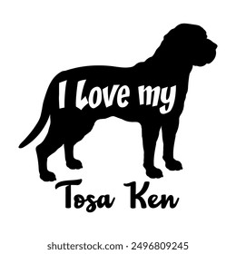 I love my Tosa Ken  Dog silhouette dog breeds logo dog monogram vector