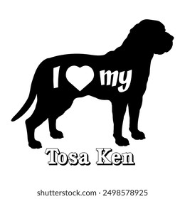 I love my Tosa Ken Dog silhouette dog breeds logo dog monogram vector