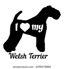 I love my Welsh Terrier. Dog silhouette dog breeds logo dog monogram vector