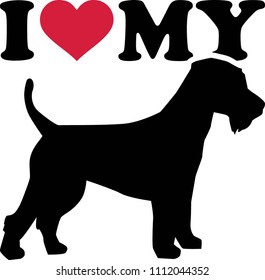 I love my Welsh Terrier with red heart and silhouette