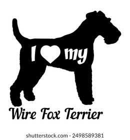 I love my Wire Fox Terrier. Dog silhouette dog breeds logo dog monogram vector
