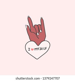 I love myself on a hand gesture vector