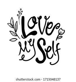 Love myself typography lettering design vector collection