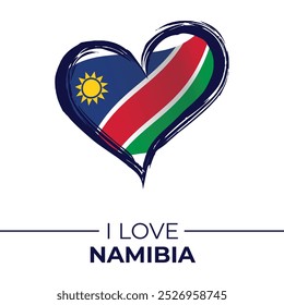 I Love Namibia Banner with Flag in Heart. United Kingdom love Emblem Isolated on White Background. Vector, Illustration, Isolated, Love, Background.