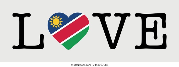 I Love Namibia flag heart icon Ilustración vectorial