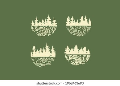 Love Nature Circle Scene Full Set - Logo Icon Vector Fits For : Logo Brand, Company, Nature, Outdor Brand