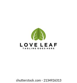 Love Nature Creative Logo Design Template. Simple Green Leaf And Heart Shape Symbol. Ecology Concept.