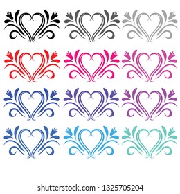 love nature flower set icon