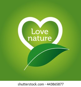 Love nature green leaf and white heart