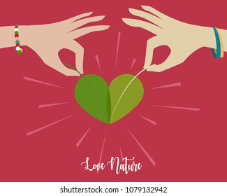 Love Nature: Heart made with leaves