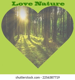 Love nature with heart vector on green 