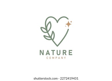 Love nature leaf decoration logo design icon vector
