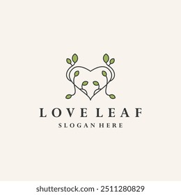 love nature leaf logo vector design on white background