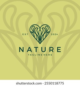 Vector del icono del logotipo de la Naturaleza del amor. Símbolo orgánico