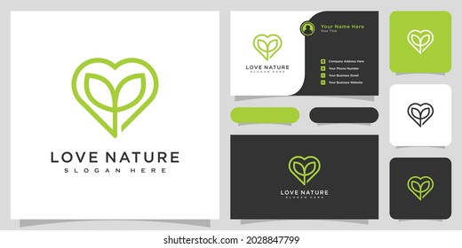 love nature logo vector design and business card