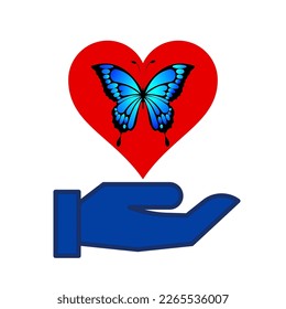 love nature save nature butterfly on white