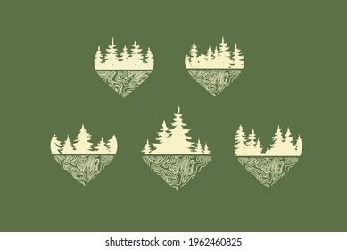 Love nature Love Scene Full Set - Logo Icon Vector fits for : Logo Brand, Company, Nature, outdor Brand