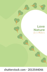 Amar la naturaleza, el corazón de los árboles. Sencillo estilo plano de ilustración vectorial de fondo. Adecuado para afiches, portadas, web, banner social o volante