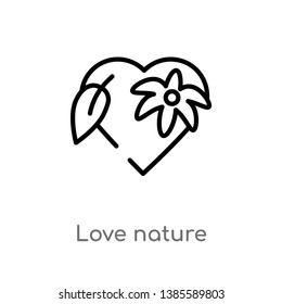 love nature vector line icon. Simple element illustration. love nature outline icon from nature concept. Can be used for web and mobile