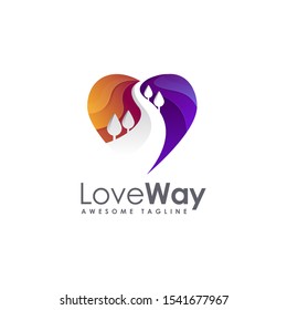 Love and nature way, warm logo icon, the way of love logo icon vector template on white background