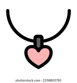 Love necklace with a heart - clean and modern valentines day icon.