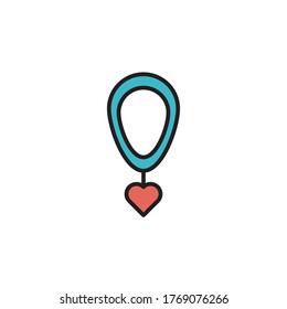 love necklace icon filled outline vector illustration full color. isolated on white background