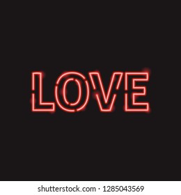 Love neon icon. Vector illustration of word  love on black.