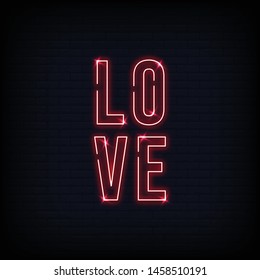 Love Neon Signs Text Vector