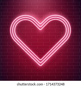 Love Neon, Valentines Day Heart. Concept Of Heart Neon Sign. Pop Art Love Cover.