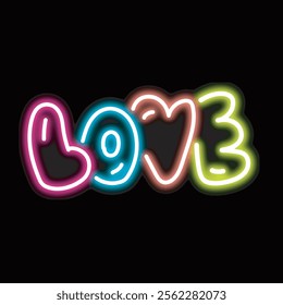 love neon writing isolated on black background. love writing icon with glowing neon lines. Vector illustration.