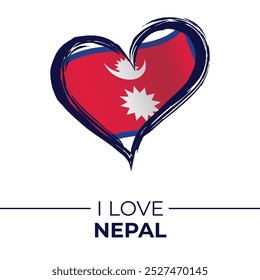 I Love Nepal Banner with Flag in Heart. Nepal love Emblem Isolated on White Background. Vector, Illustration, Isolated, Love, Background.