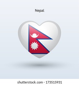 Love Nepal symbol. Heart flag icon. Vector illustration.