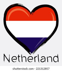 love Netherlands grunge flag 