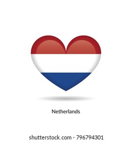 Love Netherlands- heart flag. Vector EPS10 Illustration.