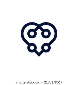 love network logo. digital heart technology relationship connection.