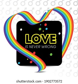 love is never wrong. BEST GAY PRIDE QUOTES with rainbow heart